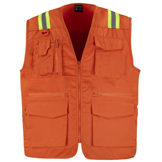 Chaleco Geólogo Gabardina Dual HI VIS con cinta dia y noche
